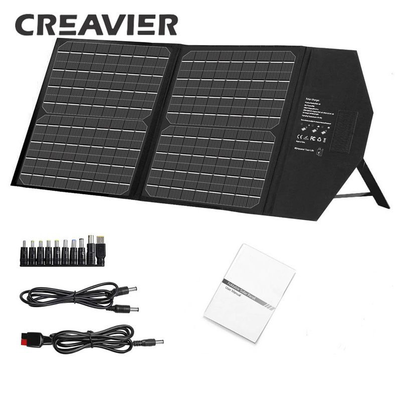 Creavier 30W折疊多功能太陽能板，USB輸出快充光伏板儲能電源