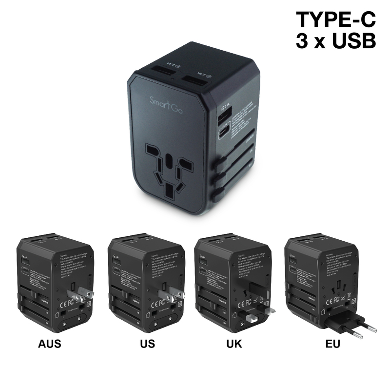 Type-C PD + 3USB多國旅用快速充電器