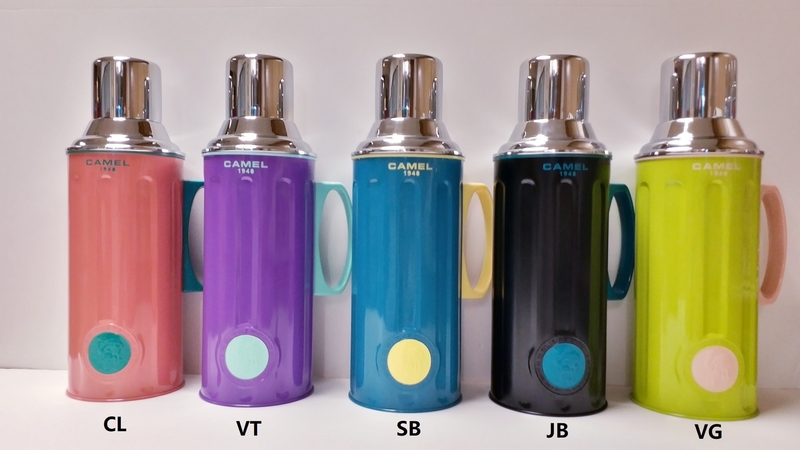駱駝牌950ml 玻璃膽真空保溫壺糖果色壺身