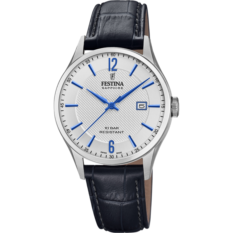 Festina 瑞士製造男士皮革錶帶手錶F20007／2