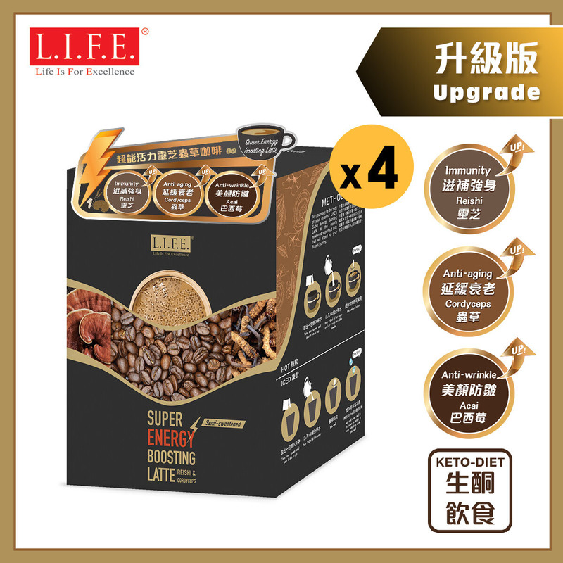 【升級版】[4包優惠裝] 超能活力靈芝蟲草咖啡 (少甜) 20克 X 7包