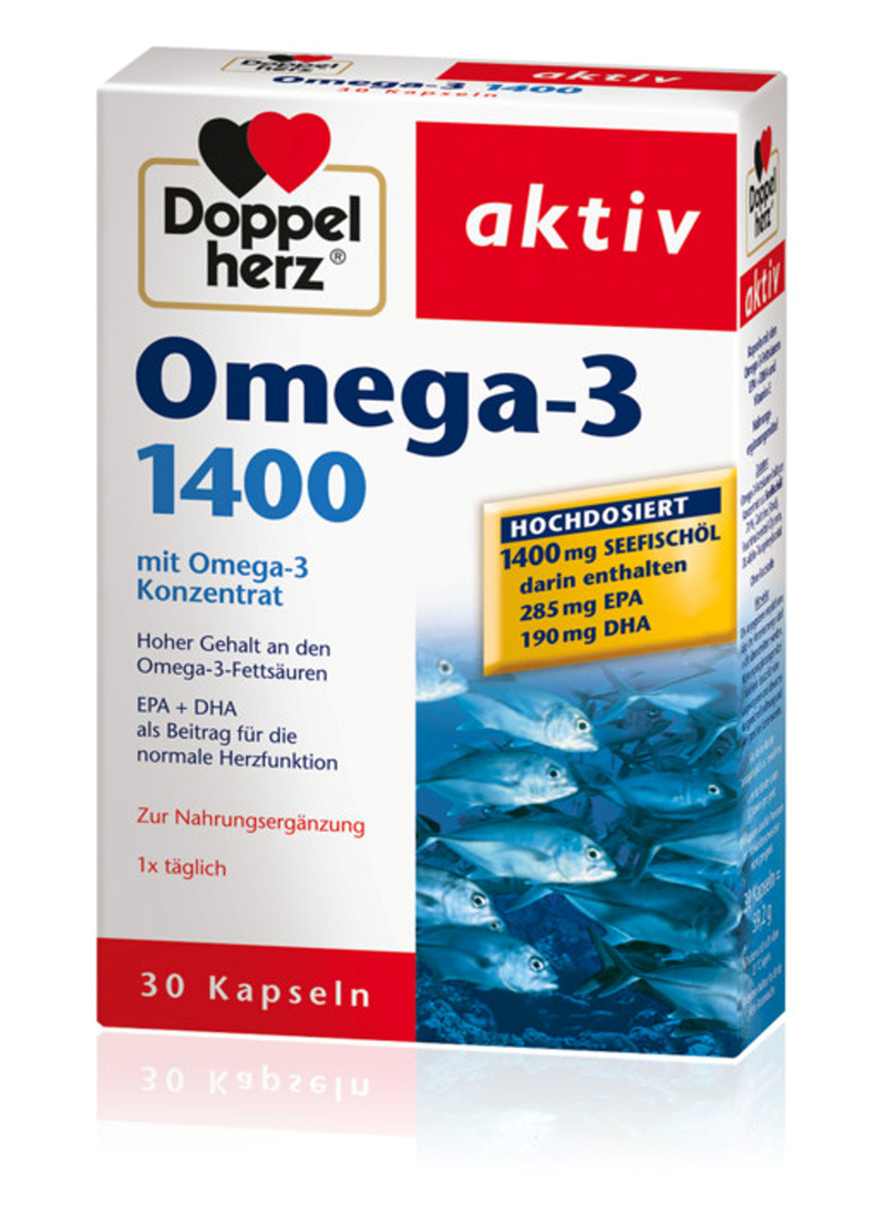 德國Doppelherz雙心 OMEGA3高度濃縮深海魚油膠囊 1400MG(30粒裝)