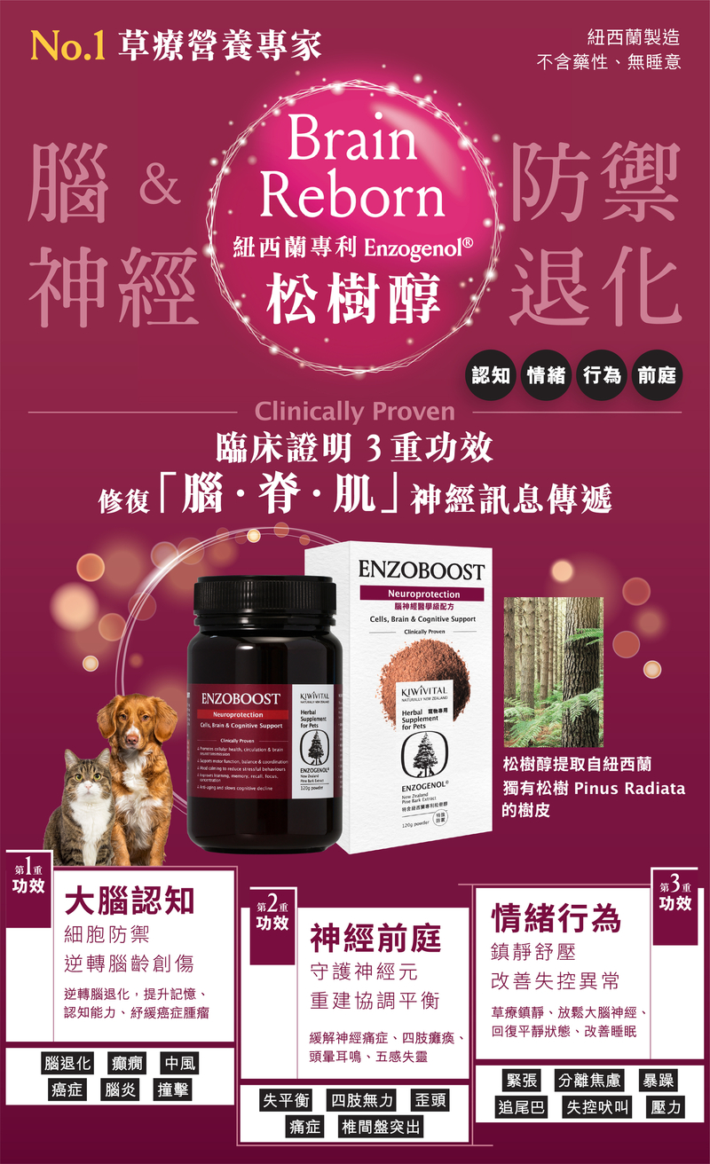 寵物專用松樹醇腦神經醫學級配方保健粉 120g