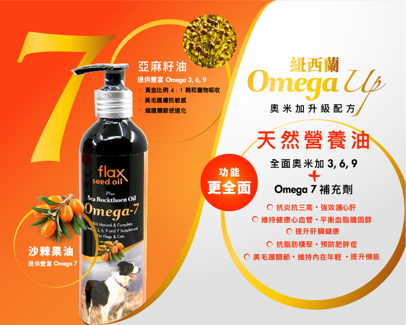 紐西蘭Omega UP 亞麻籽油＋沙棘植物果油 (寵物用) 500ml